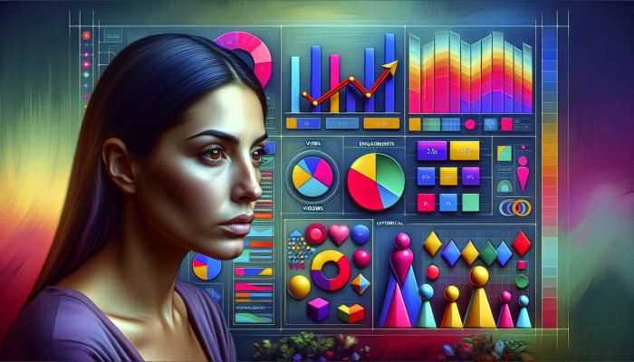 Person analysing Google Business Post metrics dashboard featuring graphs and various post types.