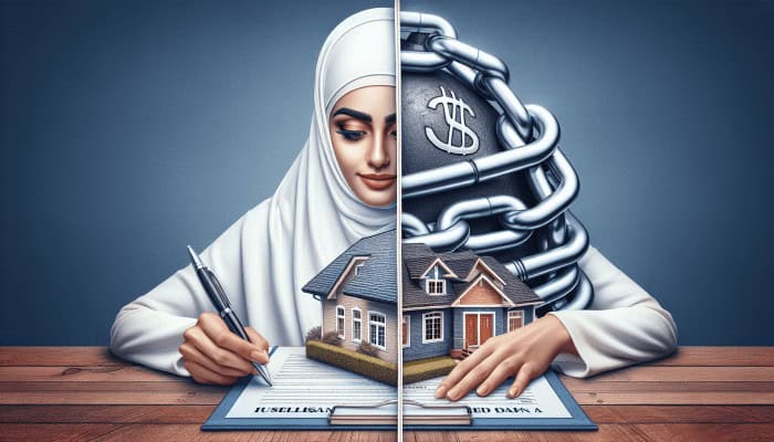 Debt Consolidation Loan Document Organizers: A Comprehensive Guide | DCL Illustration of a house as collateral for a secured loan alongside a person signing an unsecured loan document, showcasing debt consolidation options.