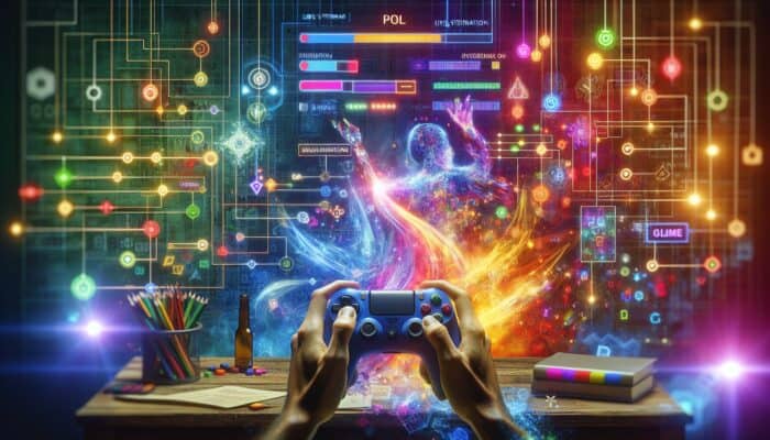 A gaming stream with a streamer using a live poll to engage viewers, fostering community involvement.