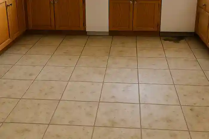 soiled porcelain tile floor