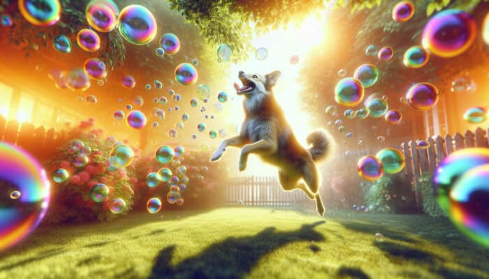 Bubble Chasing: Universal Joy for Pets Outdoors