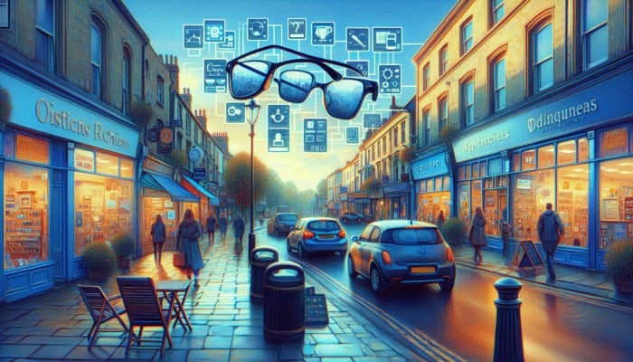A bustling street in Yeovil featuring various businesses with SEO-optimised signage.
